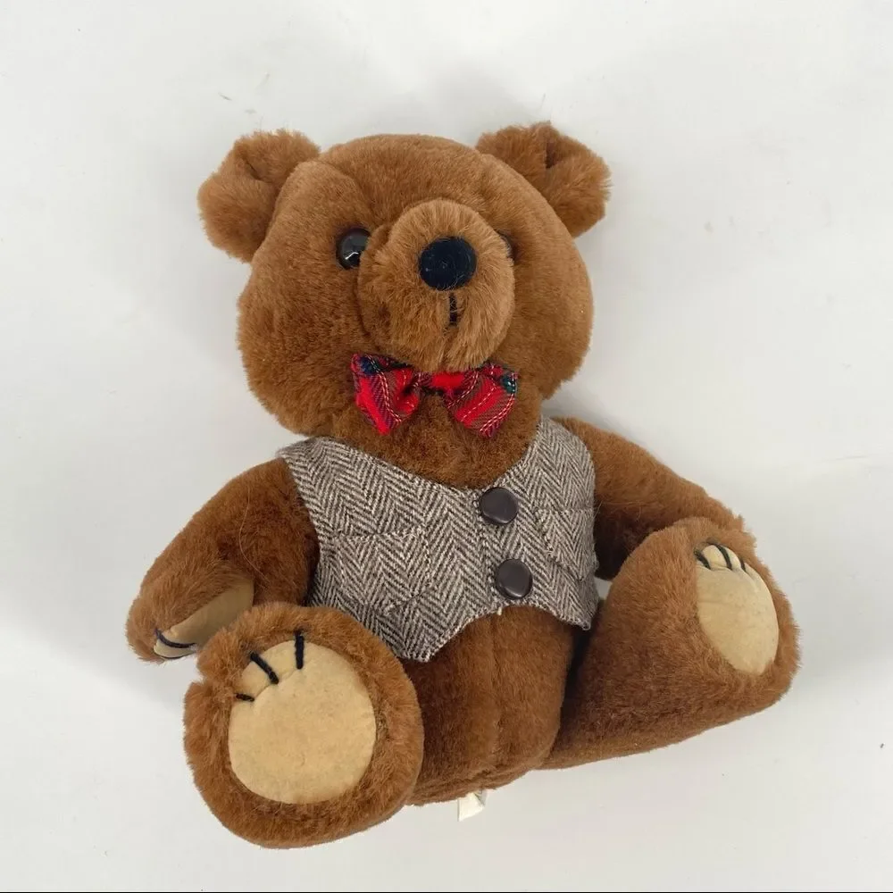 Vintage Dakin‎ Teddy Bear 1987 plush professor wool vest